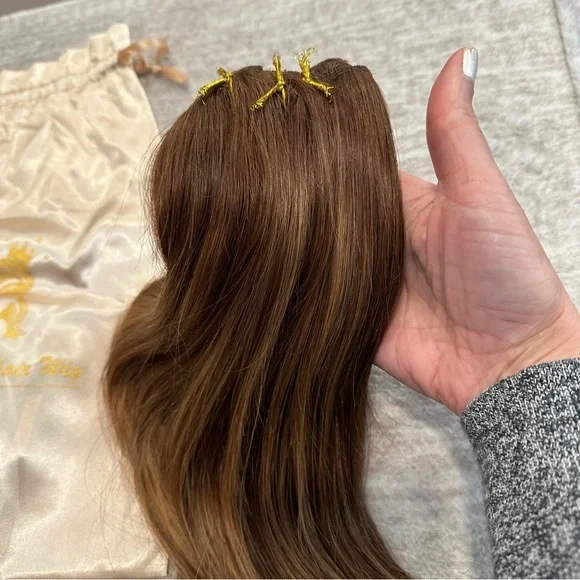 14” Chocolate Brown to Caramel Blonde 4/27 Clip In Human Hair Extensions 120g ME - Picture 13 of 13